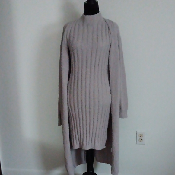 NWOT 2pc Gray Ribbed Knit Dress with Matching Cardigan - Picture 1 of 1